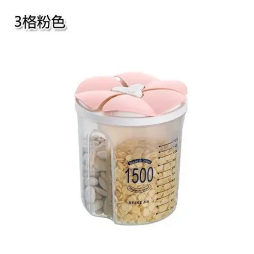 3 grid PINK Отдельная прозрачная бутылка для хранения зерна Бытовая Кухня Еда влагостойкие запечатанные банки сухой контейнер для крупы ZP6191710 - Цвет: 3 grid PINK