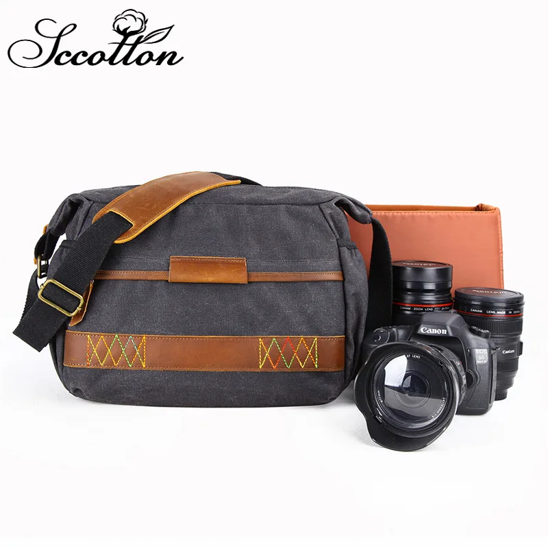 

CamDress retro Waterproof Batik Canvas camera bag sling Outdoor Scratch-proof Camera bag single shoulder Wear-resistant dslr bag