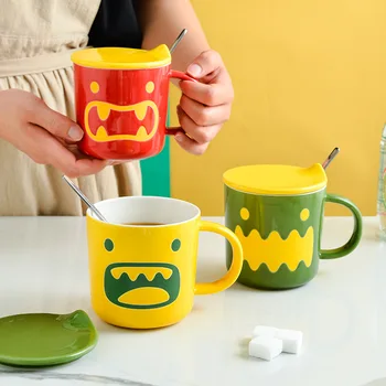 

COffice Home with Lid Spoon Milk Cup Coffee Breakfast Mug
