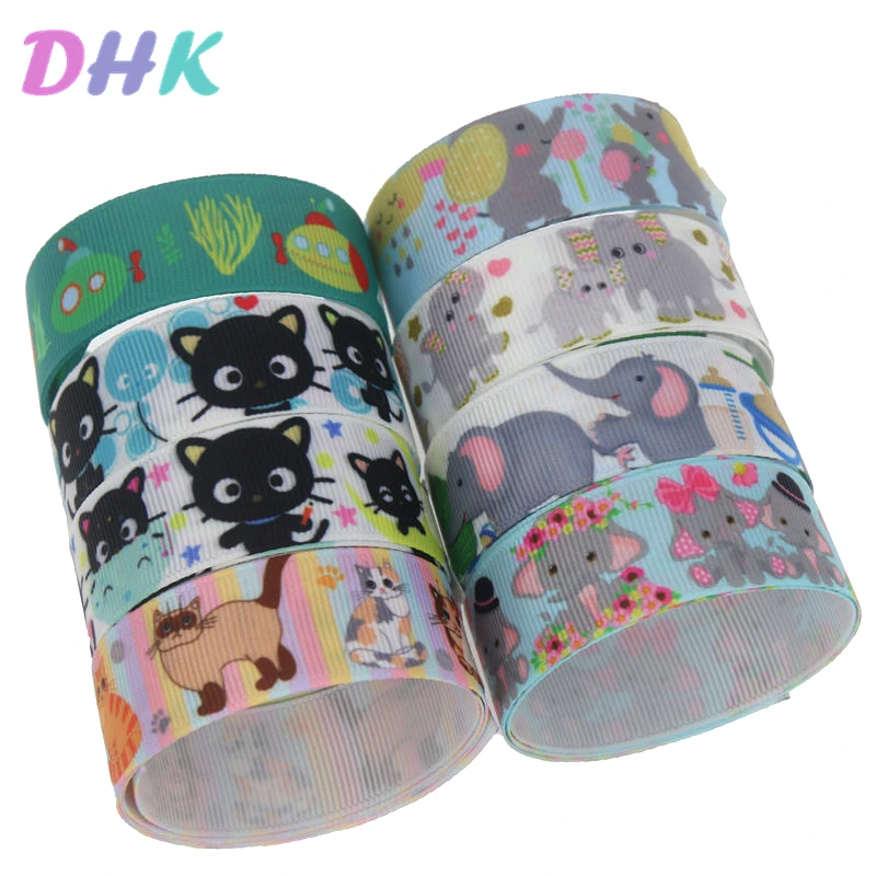 DHK 5 ярдов подводная лодка слон кот печатных Grosgrain ленточный аксессуар Hairbow