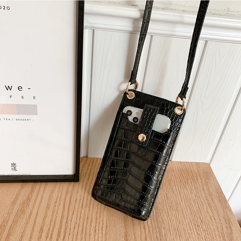Luxury Universal Crocodile Leather Phone Bag For Samsung/iPhone/Xiaomi Wallet Case Women Crossbody Bag Cover Phone Pouch Pocket