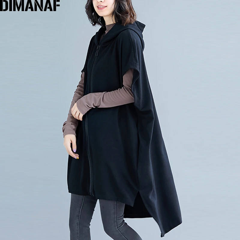 price reduction DIMANAF Plus Size Autumn Outerwear Women Jacket Coat Big Size 2019 Zipper Bat Sleeveless Female Loo