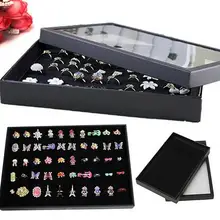 Organizer Jewellery Display Storage Box Square Tray Show Case Organiser Earring Holder Jewelry Ring Display Storage Box Earring/