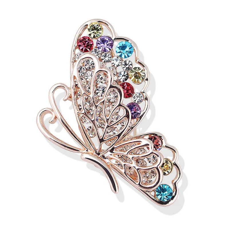 

Lan hao Korean-style Fashion Alloy Colorful Crystals Double Layer Butterfly Brooch Women's Accessories Coat Overcoat Brooch Card