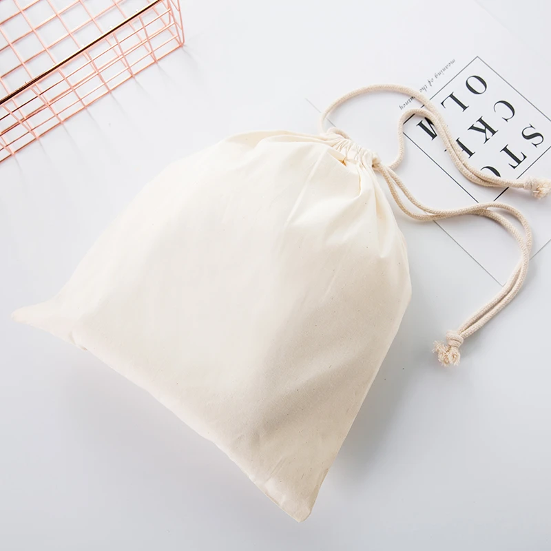 Хлопок экологический многоразовый bolsa reutilizable Shopper Tote сумки для хранения на шнурке хозяйственная сумка большая однотонная белая холщовая