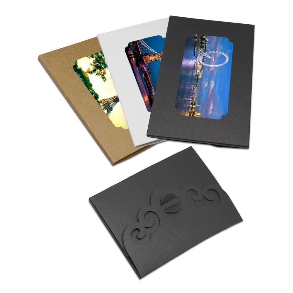  25pcs/Lot Paperboard Postcard Package Box Hollow Design Photos Invitation Cards Packing Gifts Box W - 4000600381619