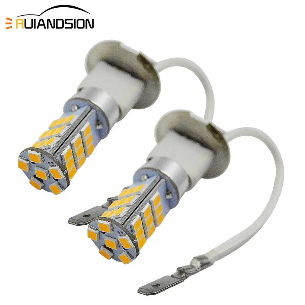 2pcs H1 H3 Truck Car Auto Fog Road Bulb Driving Light 2835 33SMD Amber LED 12V 24V White Red Blue Green Universal Ruiandsion