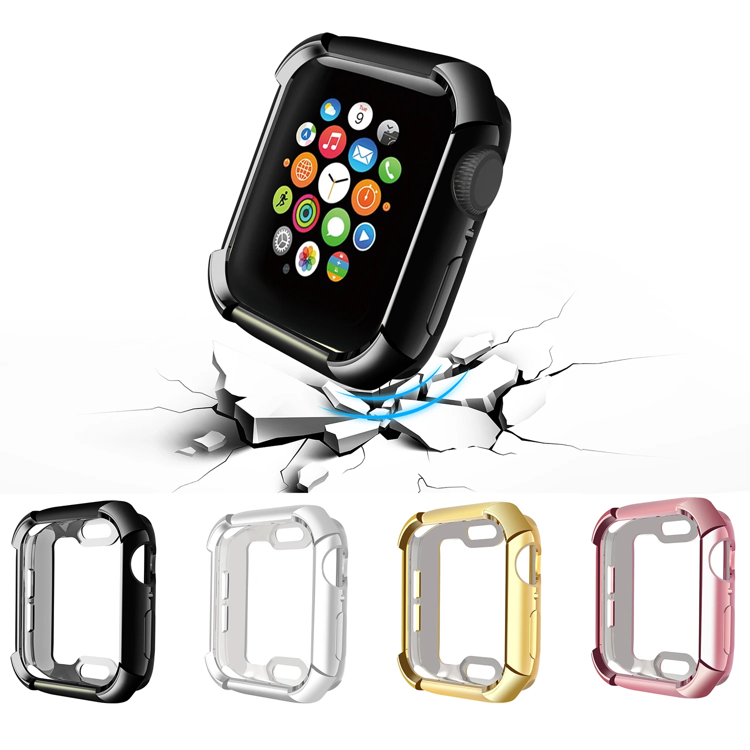 Чехол для часов, чехол для apple Watch 40 мм, 44 мм, серия 5, 4, полный защитный бампер, чехол для iwatch, мягкий ТПУ ударопрочный чехол s