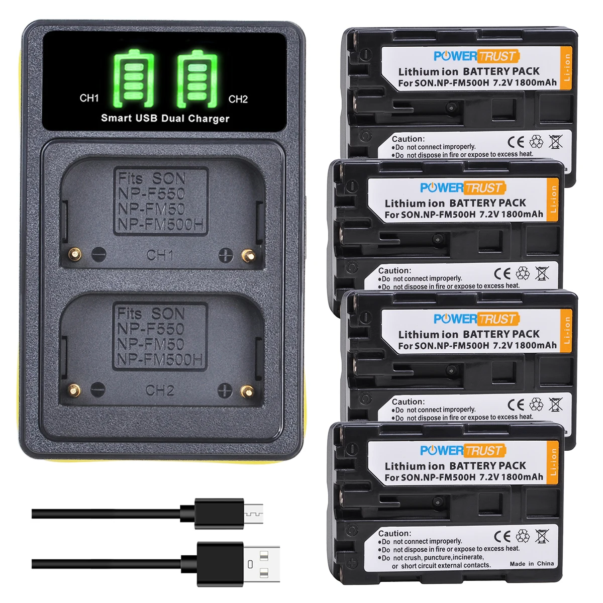 NP-FM500H Battery + LCD Dual USB Charger for Sony Alpha A58 A57 A65 A77 A99 A900 A700 A580 A560 A550 A850