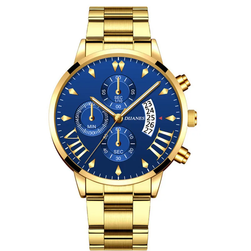New Men Business Stainless Steel Quartz Wristwatch Fashion Mens Watches Calendar Date Clock Man Silver Bracelet Male Watch 