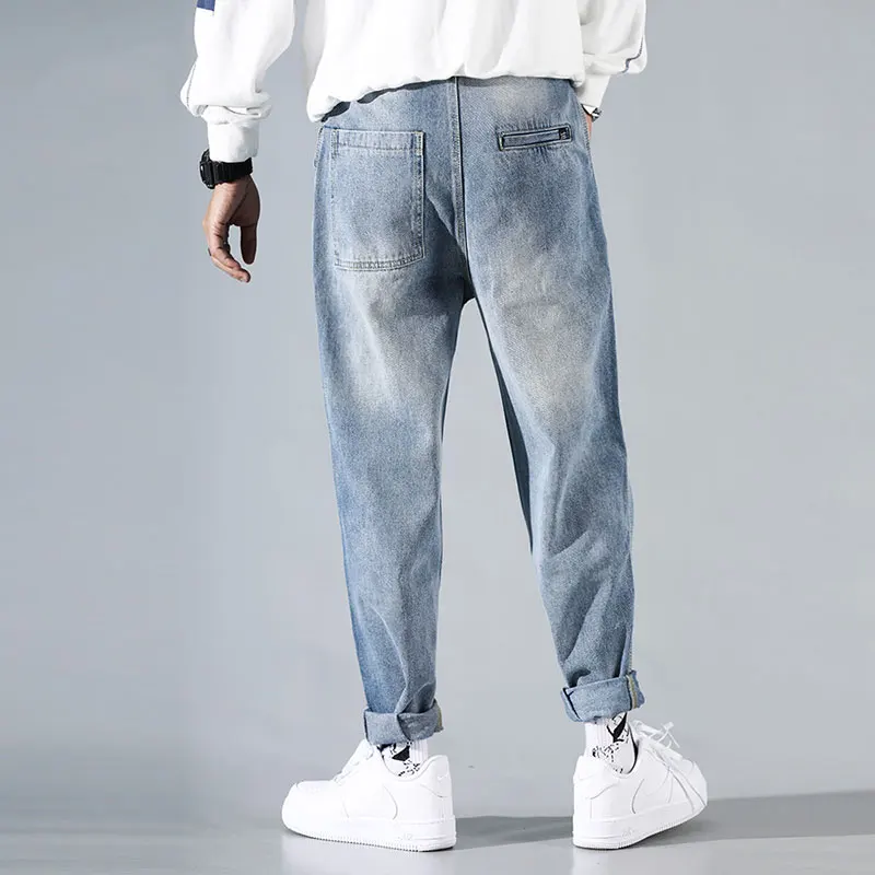 Hot Product Korean Style Fashion Men Jeans Straight Fit Retro Blue Vintage Designer Harem Pants High Quality Streetwear Hip Hop Jeans Men