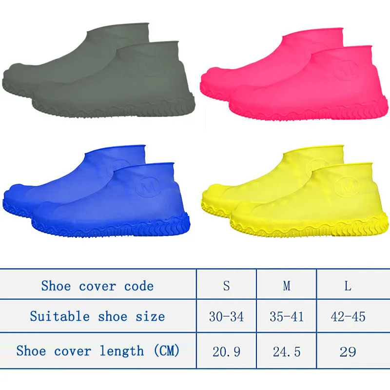 Перерабатываемый многоразовый силикон Overshoes дождь водостойкий износостойкий бахилы дождливые дни Защита Крышки ботинок 10 цветов F1