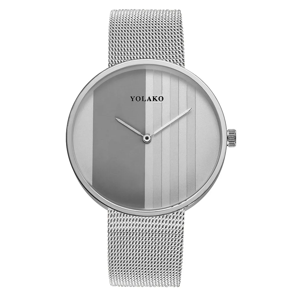 YOLAKO Горячие кварцевые наручные часы женские часы высокого класса стальной сетки ремень женские часы с круглым циферблатом платье подарок часы Bayan Kol Saati# W