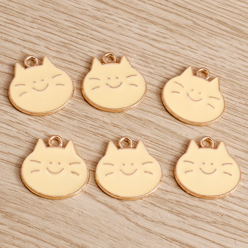 10 stücke 25x22mm Cartoon Emaille Tier Katze Charms Anhänger für Ohrringe Halskette Armbänder DIY Handwerk Schmuck Herstellung Zubehör – Detail 10