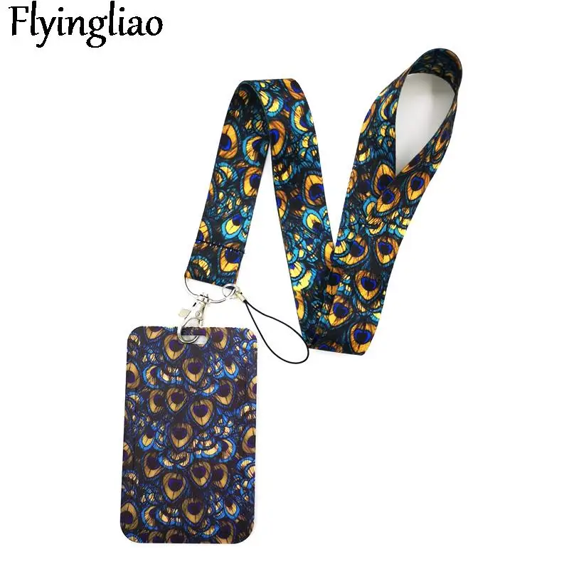 Peacock Feathers Art Cartoon Anime Fashion Lanyards Bus ID Name Work Card Holder Accessories Decorations Kids Gifts yellow monarch butterfly lanyard neck strap art anime fashion lanyards bus id name work card holder decorations kids gifts