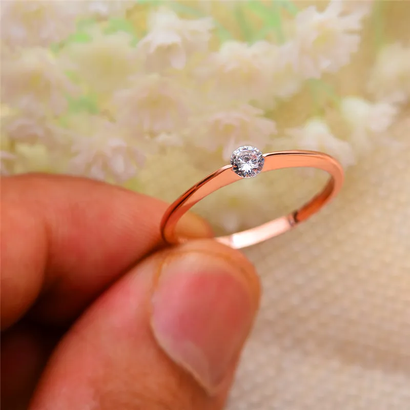 Минималистическое тонкое кольцо с камнем, синий, черный, красный кристалл, круглые обручальные кольца 925, серебряные розовые золотые обручальные кольца для женщин