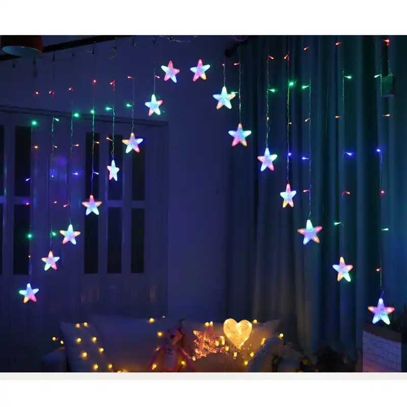 tira de luces led para cortina de 3m y 16 estrellas guirnalda de luces navidenas para boda fiesta en casa guirnalda de cumpleanos decoracion