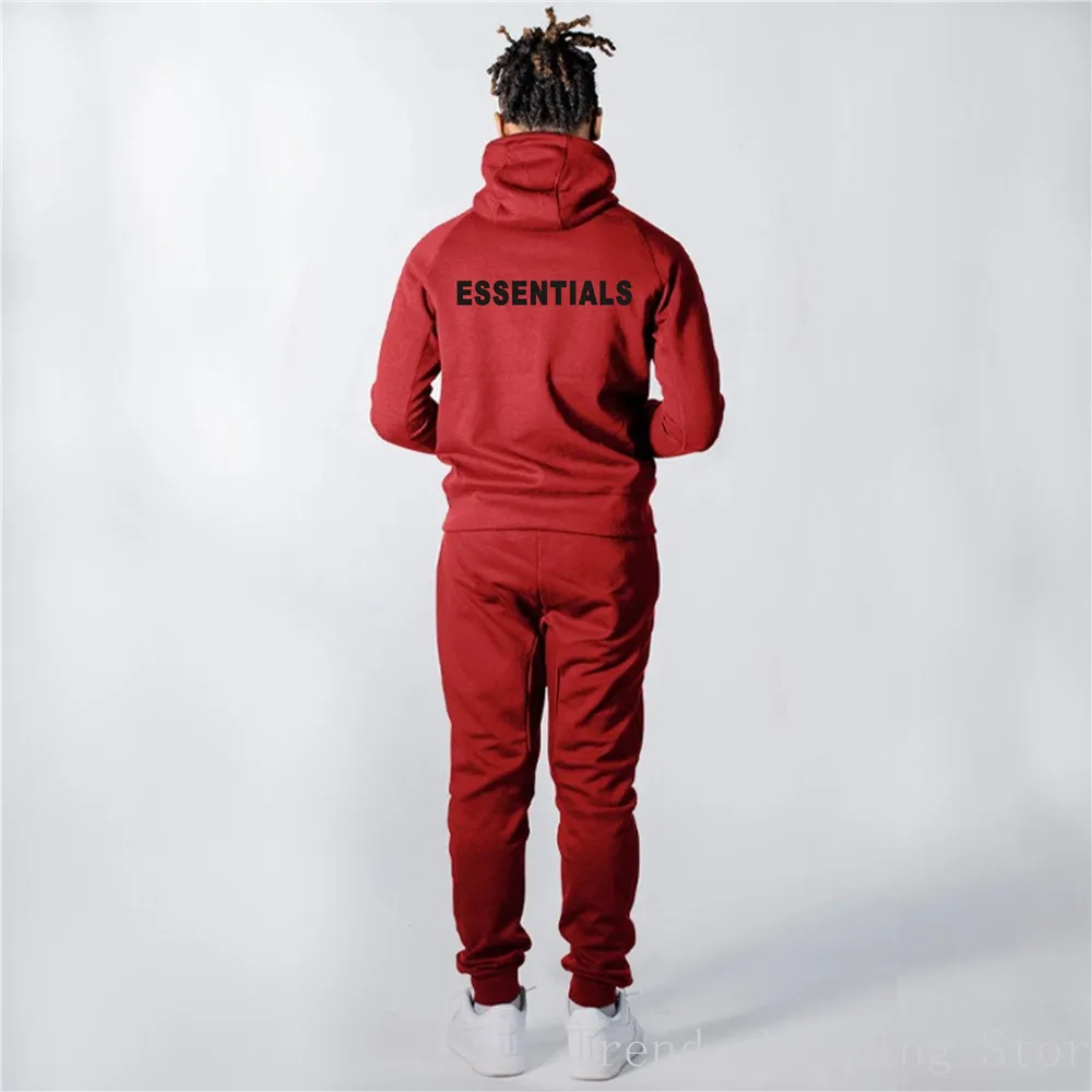 21SS Essentials Hoodie Set Men's Women's Fashion Sweatshirt 2piece Set Essentials Casual Sweatpants Hip Hop Jogging Sports Set mens 2 piece set