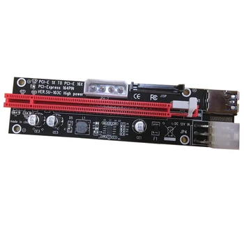 

New 60cm PCI-E 1X To PCI-E 16X PCI-Express 164PIN Riser Card Adapter USB 3.0 LED SATA 4Pin 6Pin High Power For BTC Miner Mining