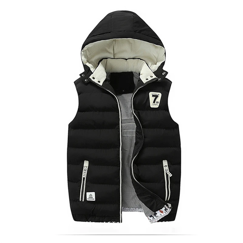 Hooded Men Autumn Winter Vest Male Thick Warm Waistcoat Cotton Casual Soft Vests Mens Windproof Sleeveless Jacket Parkas,1618