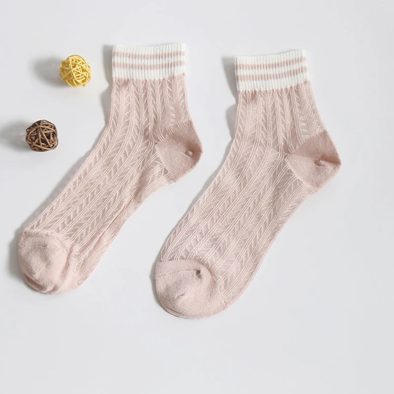 Spring Summer Women Transparent Casual Socks Female Thin Crystal Glass Silk Striped Fashion Woman Stretch Korean|socks female|silk sockssocks fashion