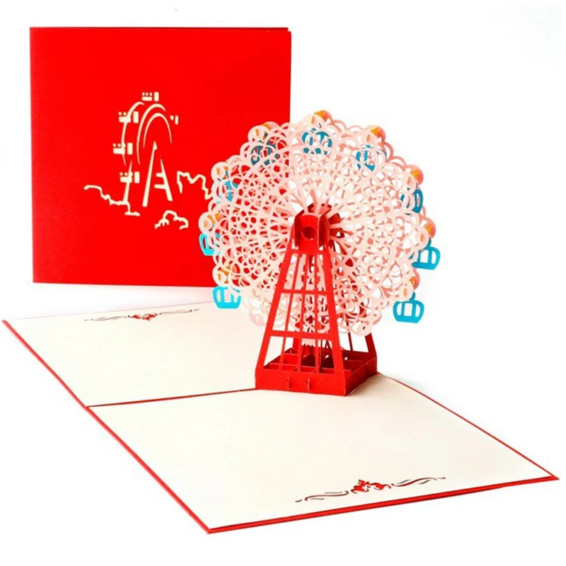 3D Pop Up Cards Cake Greeting Postcards DIY Gifts Card For Party Birthday New Year Christmas Wedding Invitation Card Decoration