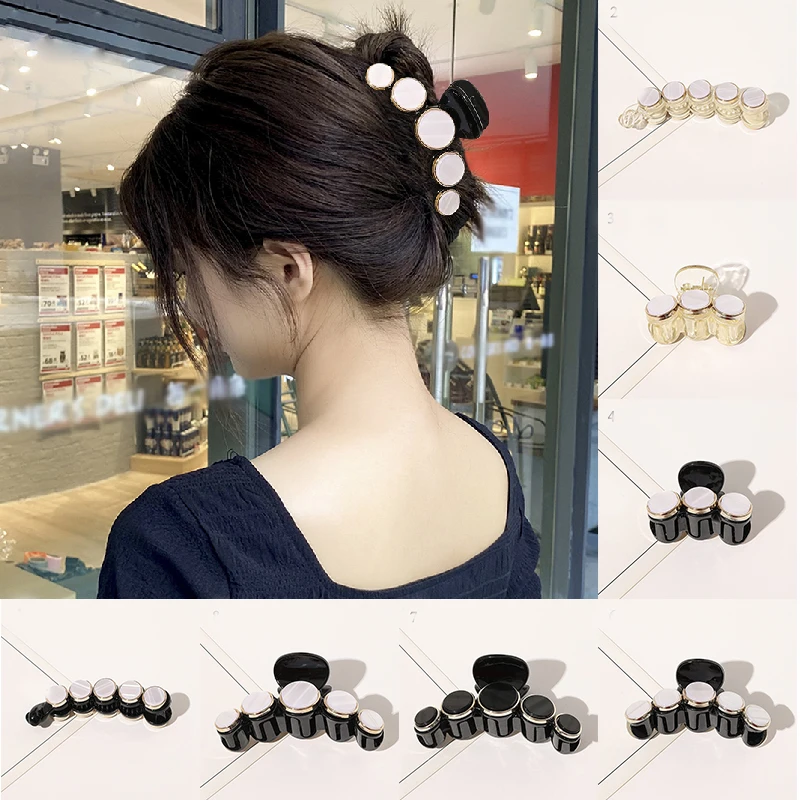 

Large Size Makeup Hair Claws Barrettes Imitation Marble Hairpins Women Hair Accessories Hairclip Black Champagne Banana Clip