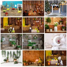 

Art Fabric Easter Day Photography Backdrops Tulips Yard Decor Village Terrace Spring Decoration Photo Studio Props 211001 YXX-3