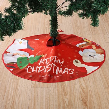 

90cm Christmas Tree Skirt Cloth Round Santa Claus Snowmen Elk Carpet Festive Christmas Apron Ornament Floor Mat for Home Decor
