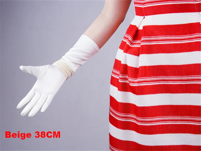 Silk Gloves Female 58cm Elastic Silk Satin Large Red Red Long Paragraph Elbow Sunscreen Gloves SCDH58