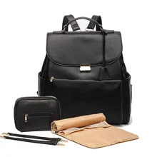 Sac à couches en cuir vegan pour maman, sac à dos de voyage de grande capacité, pour poussette avec coussin à langer, 2020