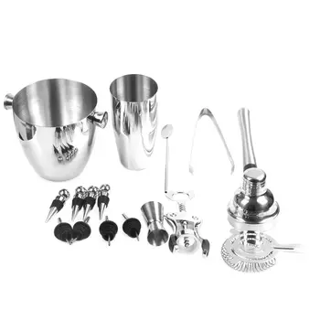 

Bartender Kit, 17 Pieces Cocktail Bar Set Stainless Steel Shaker Set includes 24oz Martini Cocktail Shaker, 50oz Ice Bucket, Dou