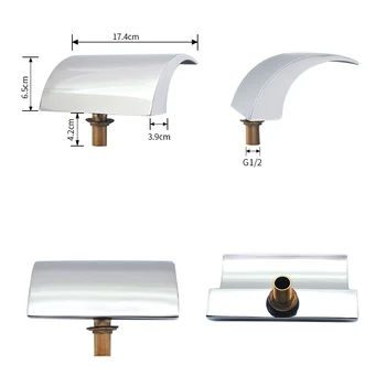 ทองเหลืองโค้งโครเมี่ยมCascadeน้ำตกอ่างอาบน้ำก๊อกน้ำOutletมือถือน้ำตกSpout G1/2" 8