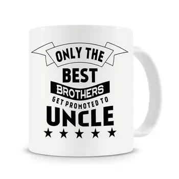 

Only The Best Brothers Get Promoted To Uncle Mug Cup with Stirring Spoon Brother Gift,Uncle Gift,Coffee