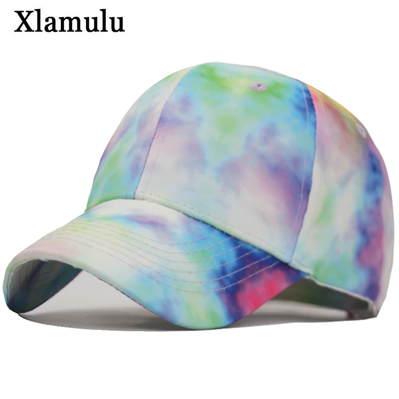 

New Fashion Men Women Tie Dye Cap Multicolor Irregular Girls Baseball Cap Female Outdoor Streetwear Summer Caps Male Hiphop Hats