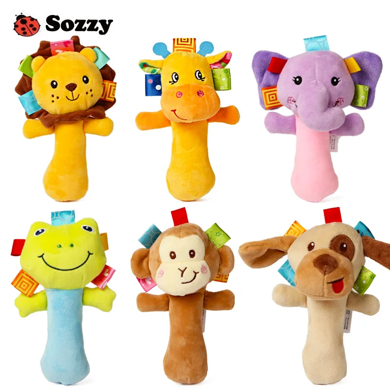 Милая плюшевая Набивная игрушка Sozzy детские погремушки пищалки игрушки ручные