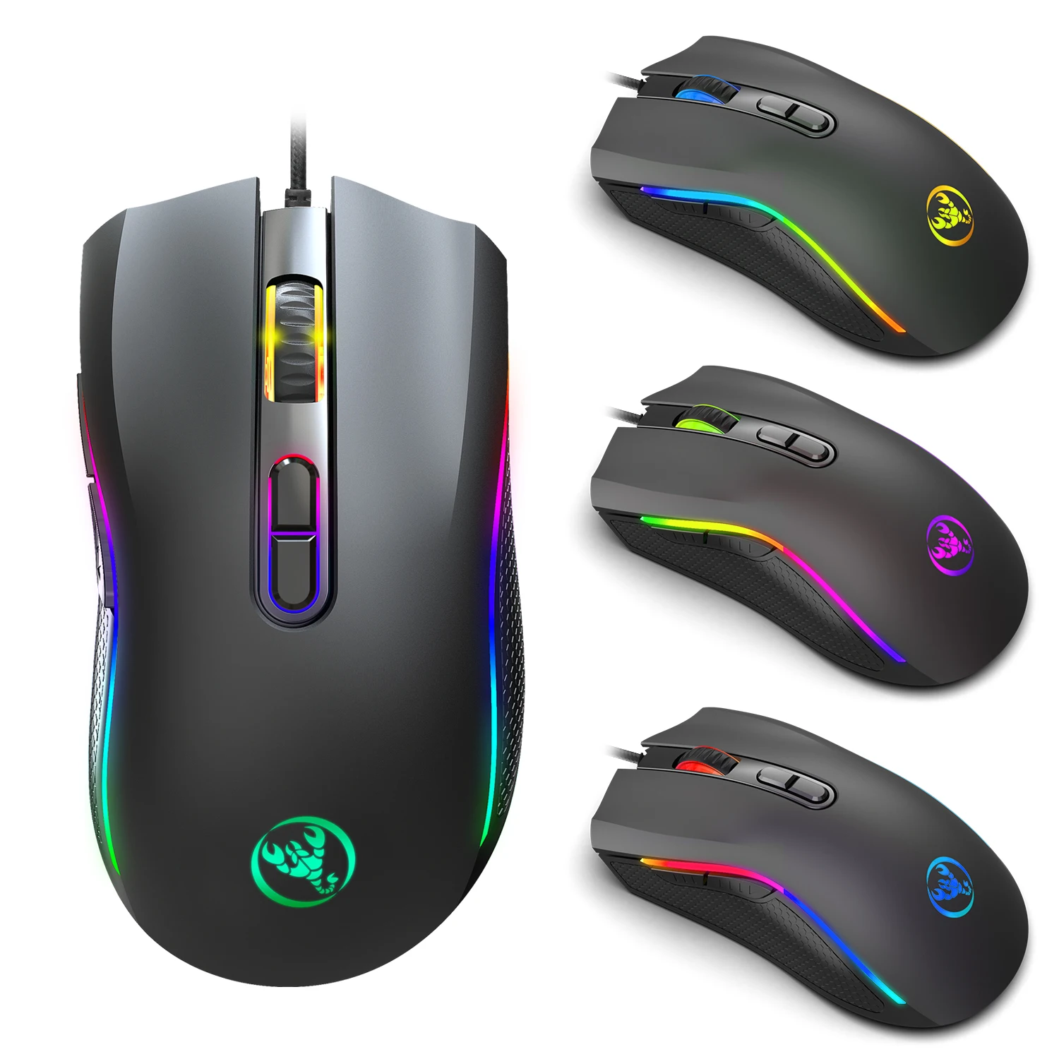 Tanie A869 programowanie makr do gier oświetlenie rgb gamer mouse 6 plik dpi plik regulowany do 7200dpi mysz komputerowa