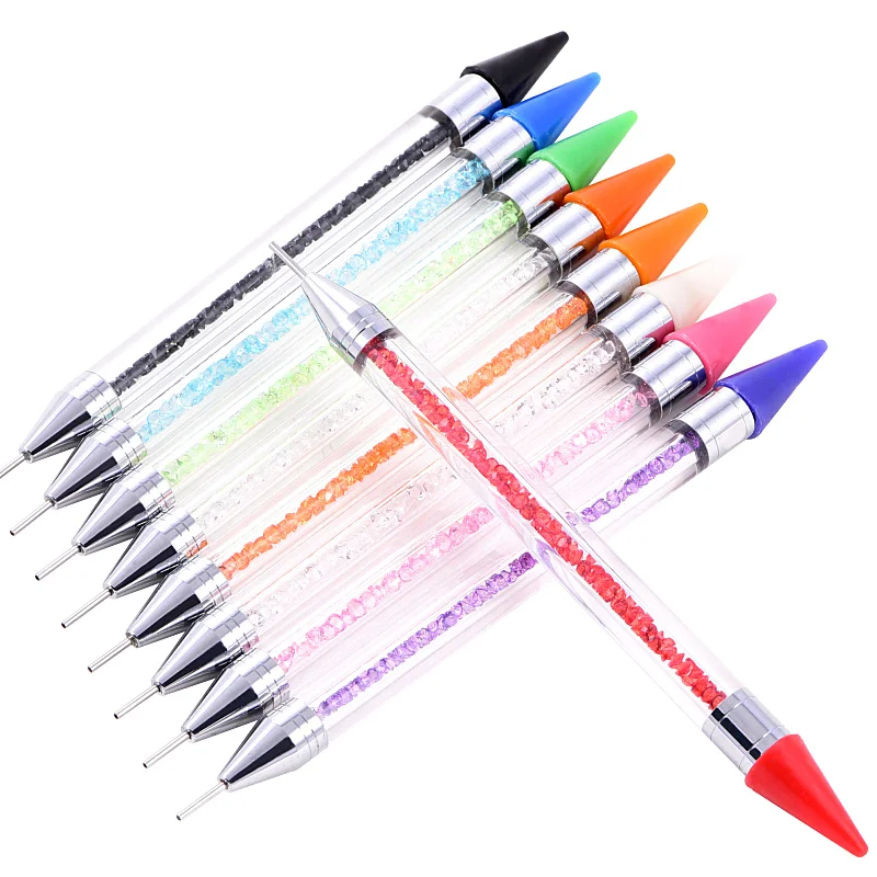 Colorful Crystal Pick Up Pencil Nail Art Rhinestones Picking Up Tools DIY Clothes Beads Picker Diamond Pencil B1287 crystal picking tool