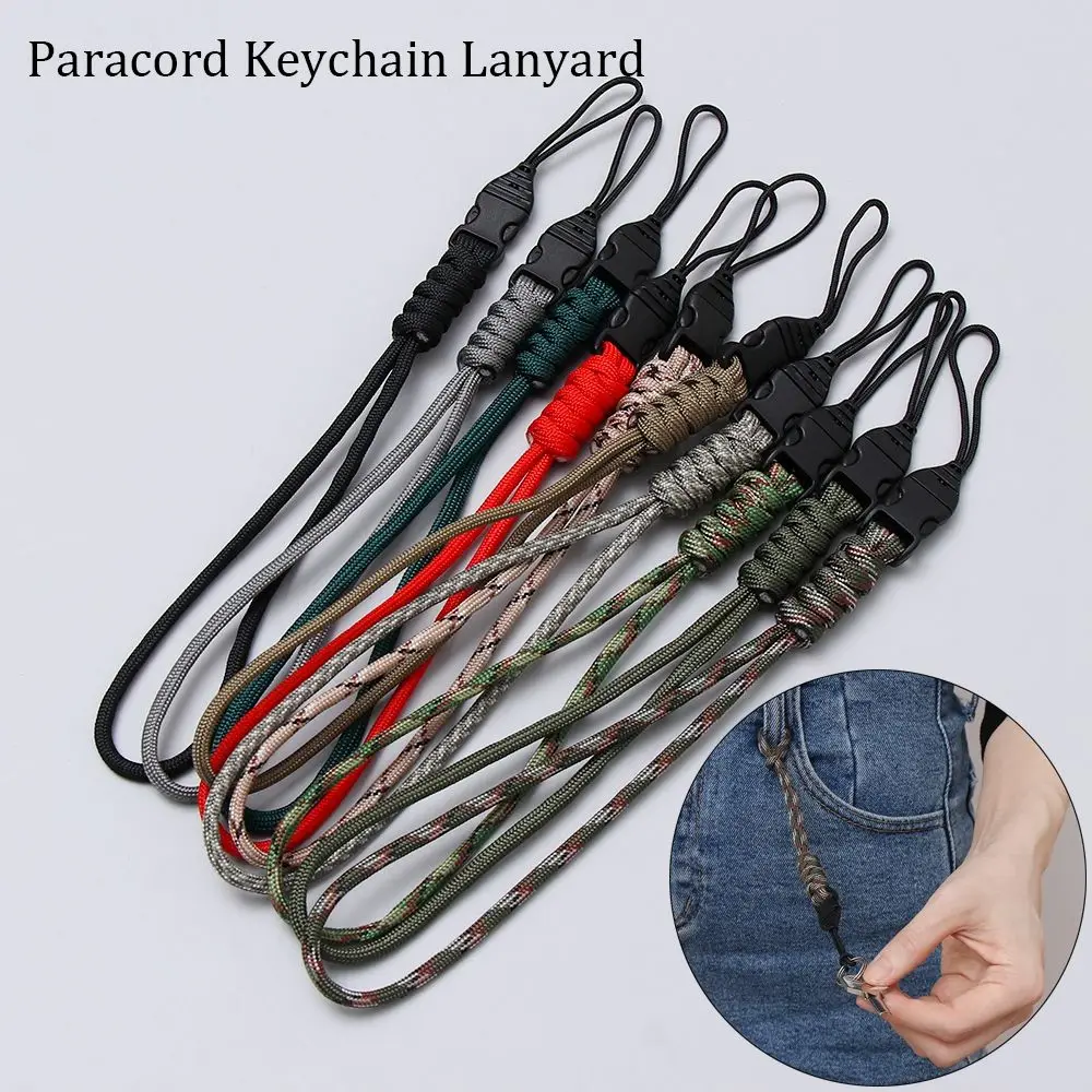 1PC Paracord Keychain Lanyard High Strength Parachute Cord Survival Backpack Keychain Flashlight Camera Anti-lost Hanging Rope