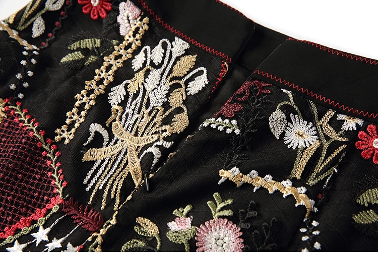 TEELYNN mini skirt for women black Floral Embroidered both sides summer skirts gypsy skirt boho A-line short female skirts Falda