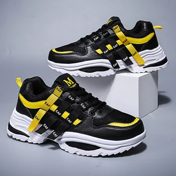 

New Fashion Platform Sneakers Men Leather Casual Shoes Women Breathable Air Mesh Sneakers Walking Running Trainers Chunky Shoes