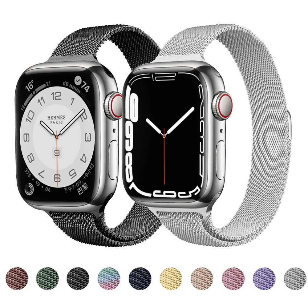 Тонкий ремешок для Apple watch band 40 44 мм 38 42 магнитный браслет из нержавеющей стали