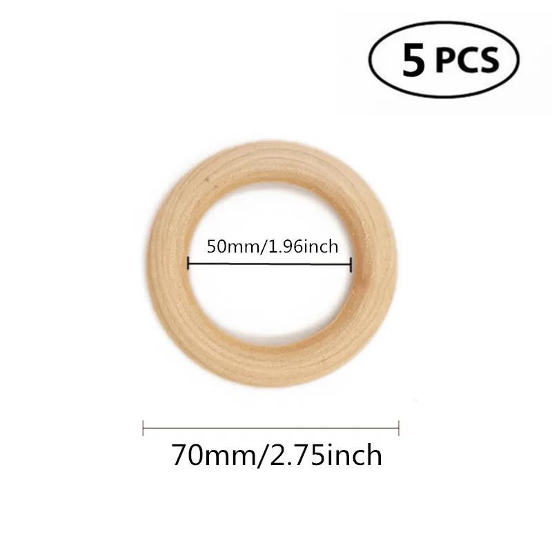 5pcs 70mm Необработанные деревянные кольца и деревянные бусины для ремесла, макраме ремесло, Кольцо Кулон и ювелирных изделий соединители - Цвет: 5pcs 70mm