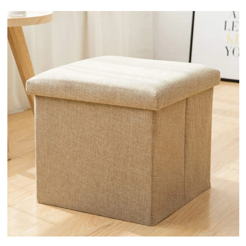 

15 inches Storage Ottoman Cube, Foldable Storage Boxes Footrest Step Stool, Padded Seat for Dorm Living Room