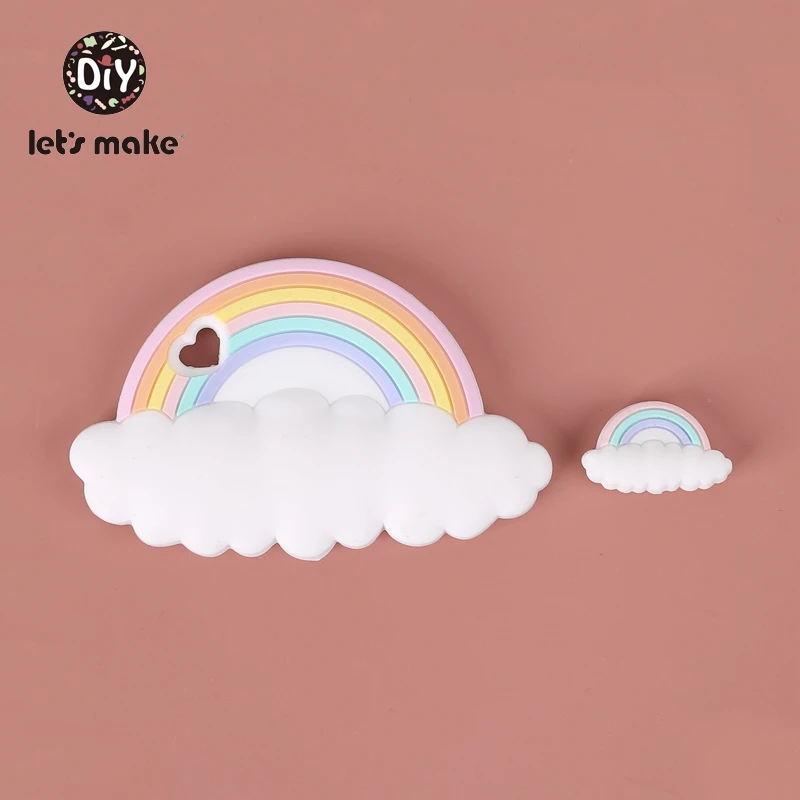 Let's make Silicone Teether Beads 10pcs Rainbow Clouds Food Grade PVC Free DIY Pacifier Chain Baby Products Pendant For Pacifier