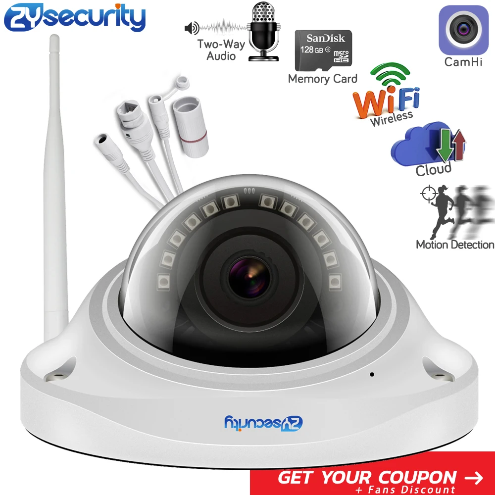 

ZYsecurity 1080p Wifi Camera CamHi App Onvif 20m Night Vision Vandalproof SD Card Two Way Audio Alarm Home Security CCTV Camera