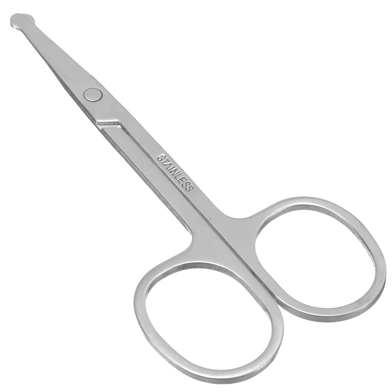 Mayitr 100% New 1pc 3.5" Stainless Steel  Mini Portable Curved Mustache Nose Ear Hair Remover Scissor Trimmer Safety Tips