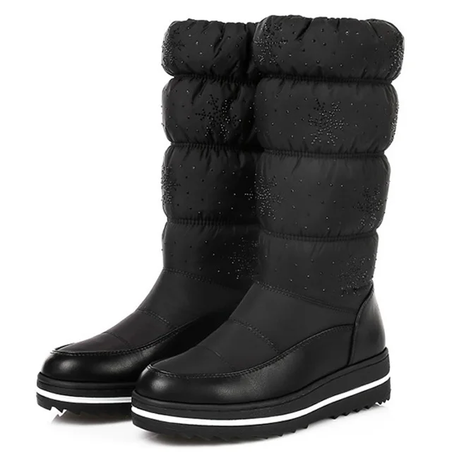 Черный Mid-Calf Boots Women'S Winter Boots Female Cotton Snow Boots Women Fur Boots Plush Shoes For Women Fashion Plaform Shoes - Цвет: Черный