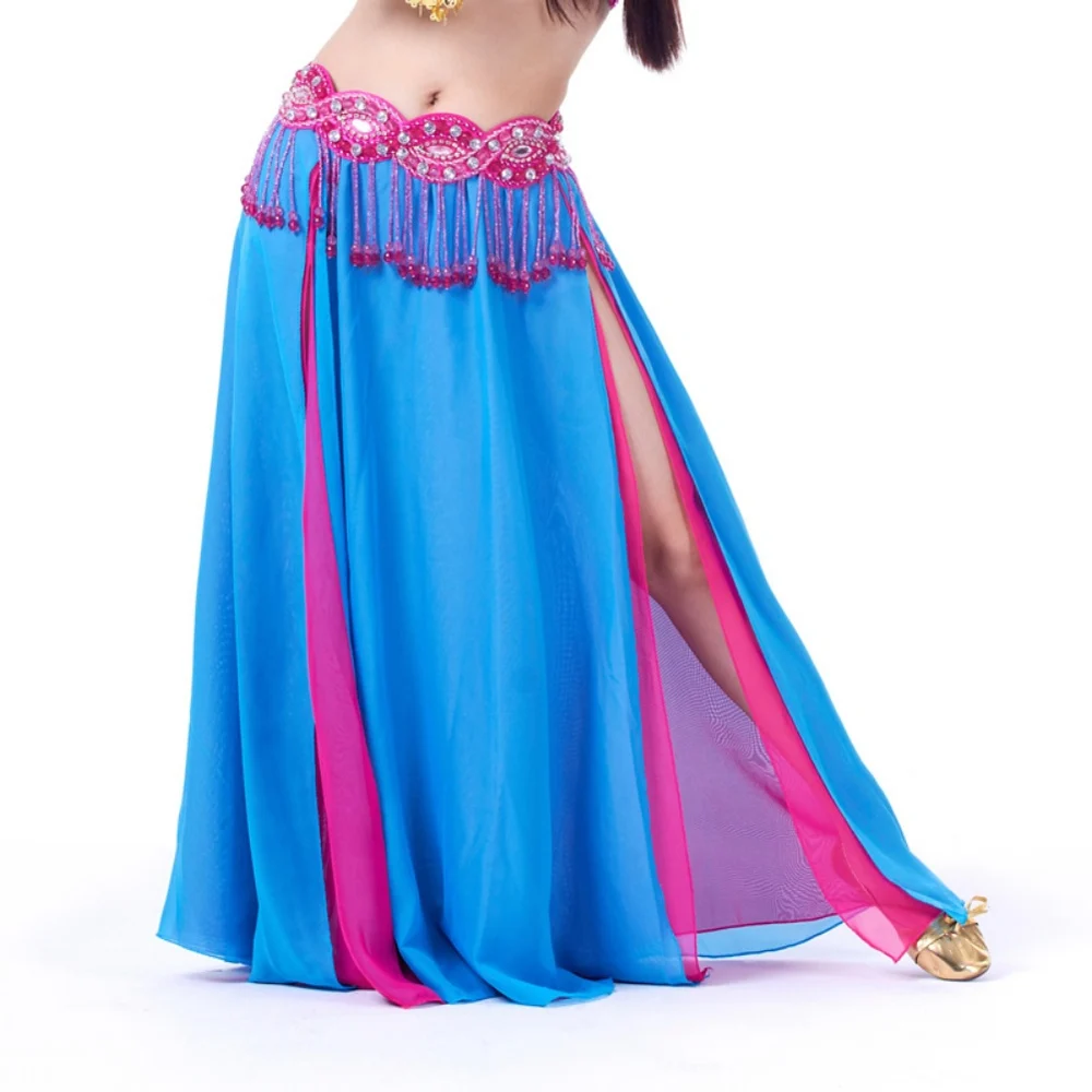 Женский костюм для танца живота шифоновая юбка 2 стороны Slik юбка платье 8 цветов Женская Новинка - Цвет: QL