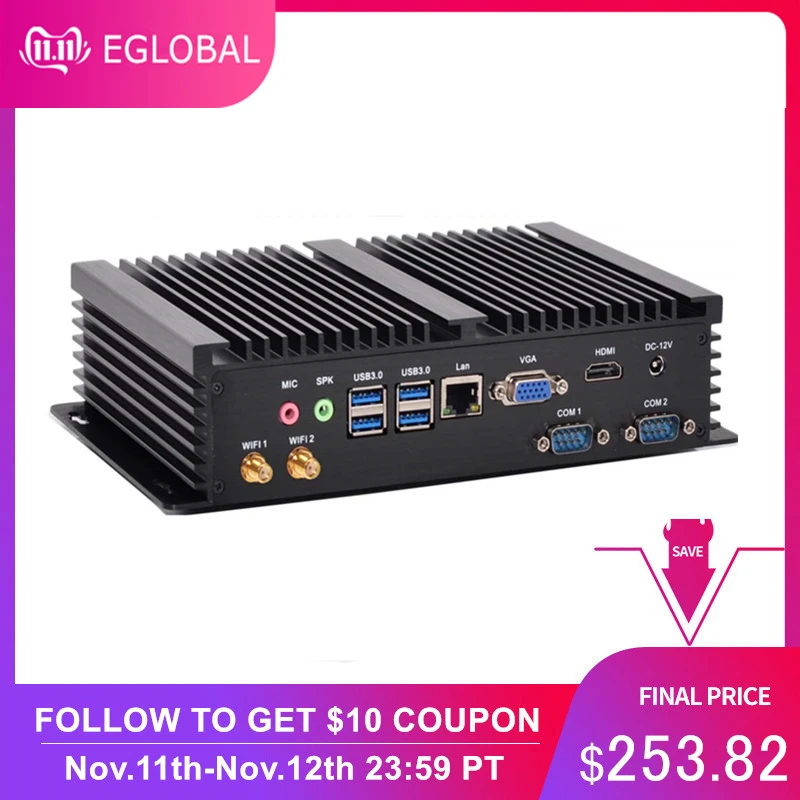 

Topton Industrial PC Intel Core i7 8565U i5 8250U 2*DDR4 1*mSATA+1*M.2+1*2.5''SATA Fanless Mini Computer Windows 10 HDMI VGA